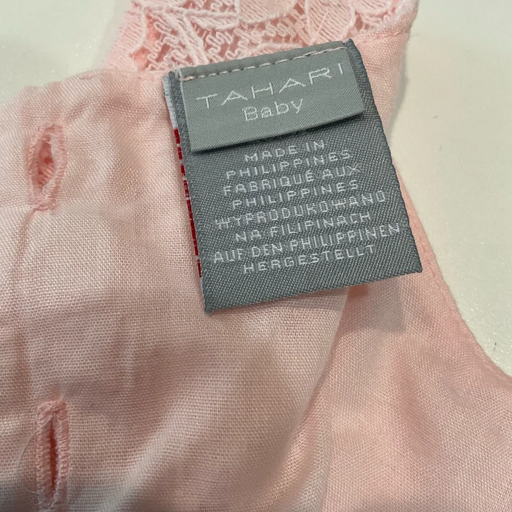☀️NWOT Tahari Baby Girl Lace Plisse Adorned Lined Dress, 18-24 mo